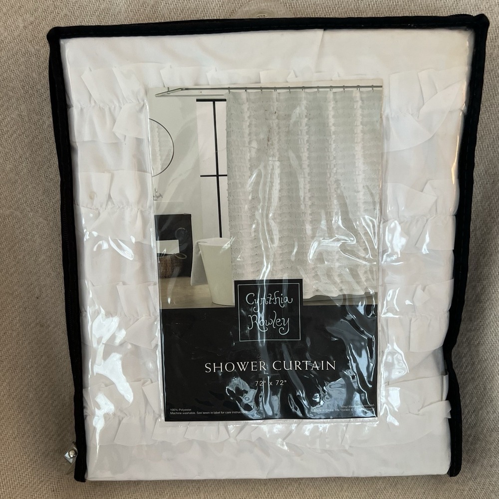 New Cynthia Rowley Shower Curtain 72x72 Shabby Chic White Ruffle Polyester NIP - Picture 3 of 6